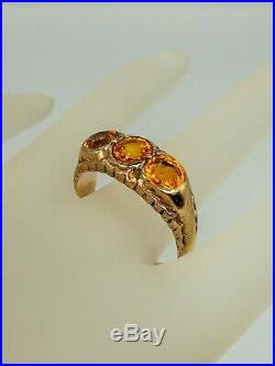 Antique 1930s DECO $5000 4ct Natural Yellow Sapphire 14k Gold Mens Ring Band