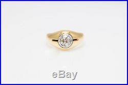 Antique 1940s $12,000 1.50ct Old Mine Cut Diamond 14k Yellow Gold Mens Ring Band