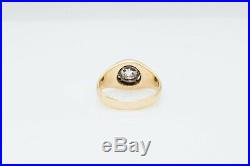 Antique 1940s $12,000 1.50ct Old Mine Cut Diamond 14k Yellow Gold Mens Ring Band