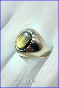 Antique 1950 $5000 10ct Natural Brown Star Sapphire 18k White Gold Mens Ring 13g