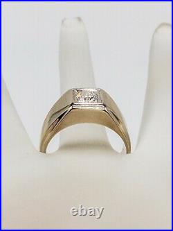 Antique 1950s $4000.60ct SI1 H Round Diamond 14k White Gold Mens Ring Band 9g