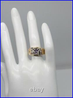 Antique 1950s $4000.75ct Natural Alexandrite Diamond 14k Yellow Gold Mens Ring