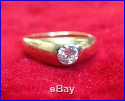 Antique 1/2CT Mine Diamond Sleek 14K Yellow Gold Victorian Men's Ring Size 6.5