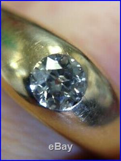 Antique 1/2CT Mine Diamond Sleek 14K Yellow Gold Victorian Men's Ring Size 6.5