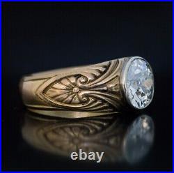 Antique 1.85 Ct Old Mine Cut Diamond Men's Ring