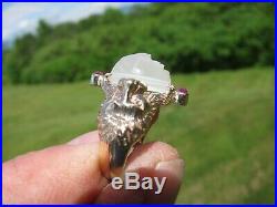 Antique! 2K Gold Large Moonstone Man in the Moon Ring C. 1900