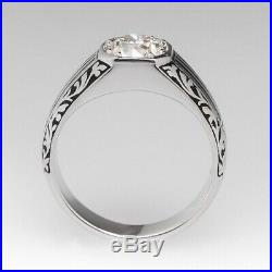 Antique 3.00Ct Round Cut & Black Enamel Art Deco Mens Engagement Ring 925 Silver