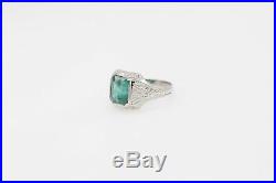 Antique $4000 Ostby & Barton 2ct Colombian Emerald 10k White Gold Mens Band Ring