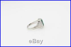 Antique $4000 Ostby & Barton 2ct Colombian Emerald 10k White Gold Mens Band Ring