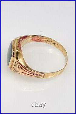 Antique 4ct Natural BLOODSTONE 10k Yellow Rose Gold Mens Ring Band