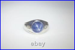Antique $7000 7ct Natural NO HEAT BURMA BLUE Sapphire Diamond 14k Gold Mens Ring
