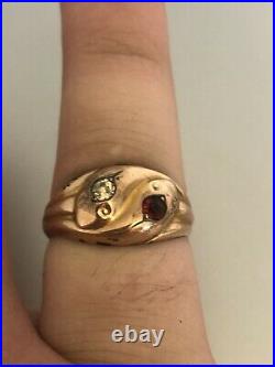 Antique 9ct Gold Snake Ring Size R Needs Repair Freepost Uk