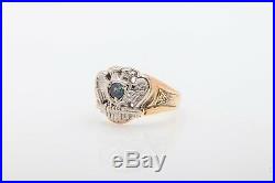 Antique GOTHIC MASONIC Natural Alexandrite DOUBLE EAGLE 10k Gold Mens Ring 10g