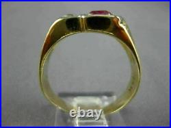 Antique Large 1.02 Old Mine Diamond & Ruby 14kt Two Tone Gold 3d Mens Gypsy Ring