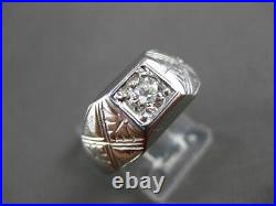 Antique Large. 46ct Old Mine Diamond 14kt White Gold Filigree Mens Ring #23702