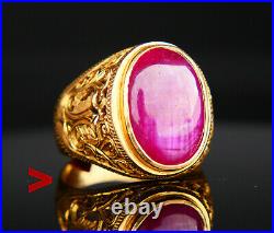 Antique Men Ring 8ct Ruby solid 23K Gold Ø US9 / 10.4 gr