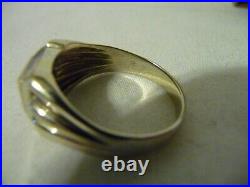 Antique Men's 14k White Gold Solitaire Diamond Art Nouveau/Art Deco Ring Sz 12.5