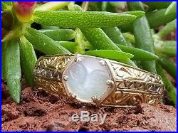 Antique Moonstone Man In The Moon 14k Gold Ring-Moonstone Jewelry-Estate Jewelry