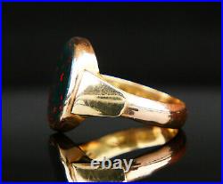 Antique Nordic Men Signet Ring Blood Stone solid 14K Gold Ø8.5 US / 5 gr