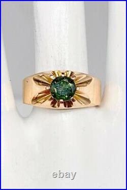 Antique Ostby & Barton $5000 2ct Natural Green Sapphire 10k Gold Mens Band Ring