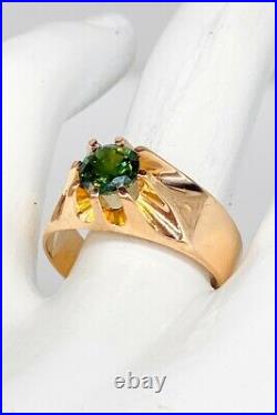 Antique Ostby & Barton $5000 2ct Natural Green Sapphire 10k Gold Mens Band Ring