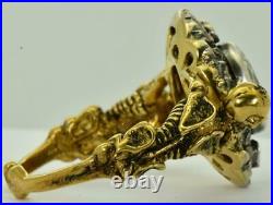 Antique Victorian 15k gold&2ct Diamond Memento Mori Skull&Skeletons mens ring