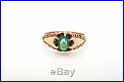 Antique Victorian 1870s $4000 1ct Colombian Emerald 10k Gold Mens Ring Band