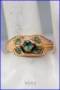 Antique Victorian 1880s $4000 1ct Natural Alexandrite 14k Yellow Gold Mens Ring