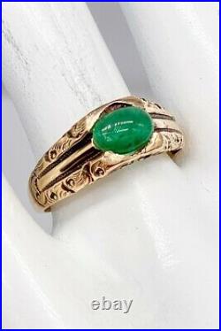 Antique Victorian 1880s $4000 2ct Colombian Emerald 14k Yellow Gold Mens Ring