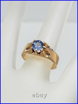 Antique Victorian 1890 $2400 1ct Natural Blue Sapphire 10k Yellow Gold Mens Ring