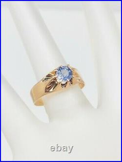 Antique Victorian 1890 $2400 1ct Natural Blue Sapphire 10k Yellow Gold Mens Ring