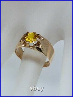 Antique Victorian 1890 $4000 2ct Natural Yellow Sapphire 14k Gold Mens Ring Band