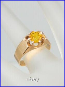 Antique Victorian 1890 $5000 2ct Natural Yellow Sapphire 14k Gold Mens Band Ring
