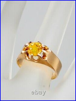 Antique Victorian 1890 $5000 2ct Natural Yellow Sapphire 14k Gold Mens Band Ring