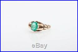 Antique Victorian 1890s $3400 2ct Colombian Emerald 10k Yellow Gold Mens Ring