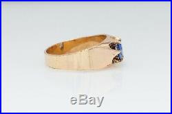 Antique Victorian $5000 1ct CERTIFIED NO HEAT Blue Sapphire 14k Gold Mens Ring