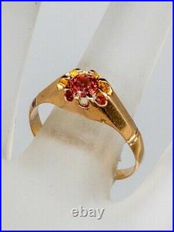 Antique Victorian. 75ct Natural Padparadscha Sapphire 14k Yellow Gold Mens Ring