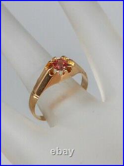Antique Victorian. 75ct Natural Padparadscha Sapphire 14k Yellow Gold Mens Ring