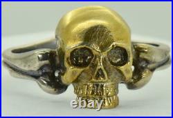 Antique Victorian Memento Mori Skull&bones vermeil silver mens ring