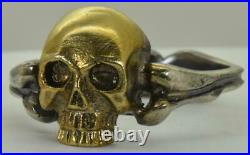 Antique Victorian Memento Mori Skull&bones vermeil silver mens ring