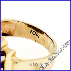 Antique Victorian Mens 10K Gold Hematite Intaglio. 39ctw Diamond Aquamarine Ring