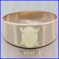 Antique Victorian Solid 8ct Rose Gold 8mm Fire Opal Mens Band Ring US 10.25 D8