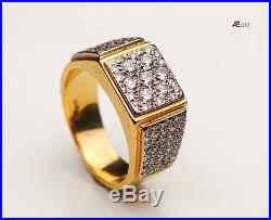 Antique Vintage Men Ring solid 18K Gold 1.71 ctw Diamonds Size US 11.5 / 25gr