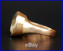 Antique Vintage Men Unisex Ring solid 18K Gold 8.5 ct Aquamarine Ø US9 / 9 gr