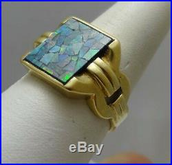 Antique Vintage Natural Multi-stoned Opal Mens Ring 10k Sold Yellow Gold