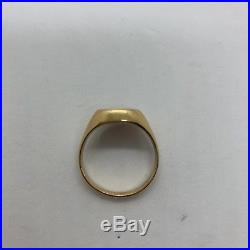 Antique vintage 18k yellow gold black onyx wide ring mens intaglio signet square