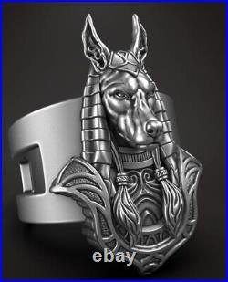 Anubis Egyptian ring men sterling silver 925 biker Vintage pirate biker Gothic
