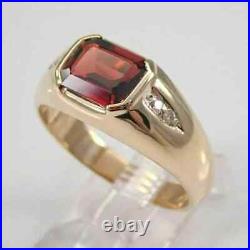 Art Deco 4.10 Ct Red Ruby Vintage Engagement Men's Ring 14K Yellow Gold Finish