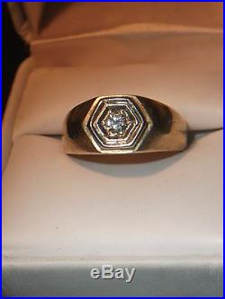 Art Deco Nouveau Diamond 14k Yellow Gold Antique Vintage Engagement Ring Men's