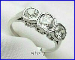 Art Deco Vintage Engagement Wedding Ring 2.10Ct Diamond In 14K White Gold Finish